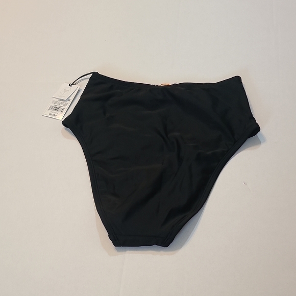 Shade & Shore Womens Black High-Waisted Bikini Bottom NWT Small High Leg - Picture 2 of 8